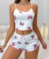 Kadın Fiyonklu Beyaz Şortlu Pijama Takımı