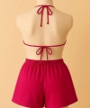 Kadın Fuşya Şortlu Belden Ve Boyundan Bağlamalı Bikini Takımı