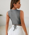 Kadın Gri Çapraz Bağlamalı Crop Top Büstiyer