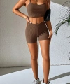 Kadın Kahverengi Şortlu Kaşkorse Gecelik Takım