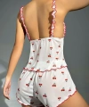 Kadın Kiraz Desenli Fırfırlı Şortlu Gecelik Takım 5101