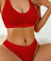 Kadın Kırmızı Desteksiz Seamless Tangalı İç Çamaşır Takımı