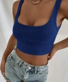 Kadın Lacivert Kalın Askılı Crop Top Büstiyer