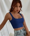 Kadın Lacivert Kalın Askılı Crop Top Büstiyer