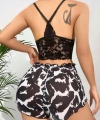 Kadın Leopar Dantel Detaylı Şortlu Gecelik Pijama Takımı 5055