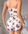 Kadın Lila Kebek Desenli Mini Şortlu Takım