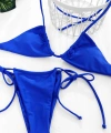Kadın Mavi Yandan Bağlamalı Tangalı Üçgen Bikini Mayo Takımı