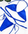 Kadın Mavi Yandan Bağlamalı Tangalı Üçgen Bikini Mayo Takımı