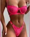 Kadın Neon Fuşya Dantelli Balenli  Sütyen Külot Takım