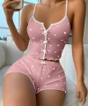 Kadın Pembe Kalpli Askılı Şortlu Pijama Takım 6654