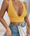 Kadın Sarı Çapraz Sırt Detaylı Şık Crop Top Büstiyer