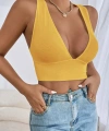 Kadın Sarı Çapraz Sırt Detaylı Şık Crop Top Büstiyer