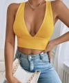 Kadın Sarı Çapraz Sırt Detaylı Şık Crop Top Büstiyer