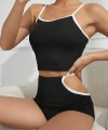 Kadın Siyah Beyaz Şortlu Cut-out Detaylı Gecelik Takımı