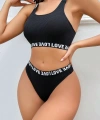 Kadın Siyah Çapraz Sırt Ve Love Lastik Detaylı Sütyen Külot Takım