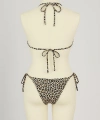 Kadın Siyah Ve Leopar Detaylı Yandan Bağlamalı Bikini Takımı