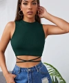 Kadın Yeşil Çapraz Bağlamalı Crop Top Büstiyer