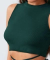 Kadın Yeşil Çapraz Bağlamalı Crop Top Büstiyer