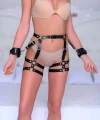 Kelepçeli Fantazi Harness, Deri Fantezi İç Giyim - Brf1022