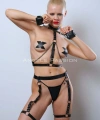 Kelepçeli Fantezi İç Giyim, Kelepçeli Deri Erotik Giyim - Brf1068