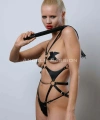 Kırbaçlı Ve Ağ Bölgesi Açık Deri Body Harness, Deri Fantezi Giyim, Clubwear - Brf1355