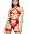 Kırmızı Deri Fantezi Harness Takım, Seksi Deri İç Giyim - Brf1219