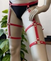 Kırmızı Deri Jartiyer Harness