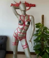 Kırmızı Lastik Seksi Body Harness Takım