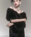 Kürk Orijinal Siyah Seksi Omuzluk Şık Kürk