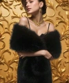 Kürk Orijinal Siyah Seksi Omuzluk Şık Kürk