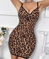 Leopar Desenli Sırt Dekolteli Fantezi Gecelik