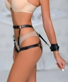 Şık Deri Kelepçeli Popo Saran Harness Takım - Brf1028