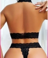 Siyah Dantel Şeritli Seksi Sütyen Külot Takım
