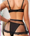 Siyah Göğüs Balenli, Tül Etekli,bel Şeritli Seksi Jartiyer Takım