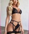 Siyah Göğüs Dantelli Seksi Jartiyer Takım