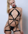 Vegan Deri Harness, Full Body Deri Harness, Erotik Deri İç Giyim - Brf1331