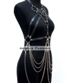 Zincir Detaylı Deri Göğüs Harness, Deri Fantezi Giyim, Elbise Aksesuar - Brf11