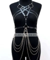 Zincir Detaylı Deri Göğüs Harness, Deri Fantezi Giyim, Elbise Aksesuar - Brf11