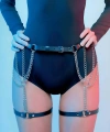 Zincir Detaylı Seksi Deri Belden Askılı Bacak Jartiyer Harness - Brf1323