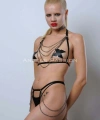 Zincir Detaylı Şık Lastik Harness Takım, Erotik Fantezi Giyim - Brf1065