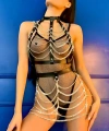 Zincirli Crop Ve Etek Harness Alt Üst Takım, Festival Sahne Giysileri - Brf1006