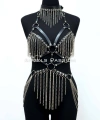 Zincirli Deri Harness, Deri Dansçı Kostüm, Choker Detaylı Deri Harness - Brf1397