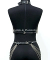Zincirli Deri Harness, Deri Dansçı Kostüm, Choker Detaylı Deri Harness - Brf1397