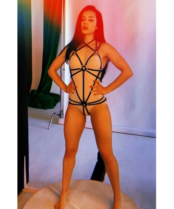 Ağ Kısmı Açık Fantezi Deri Harness - Brf258