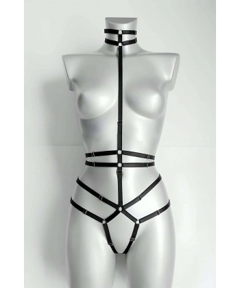 Ağ Kısmı Açık Seksi Jartiyer Harness - Brf370