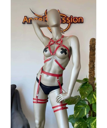 Bayan İç Giyim Deri Jartiyer Takım - Brf525