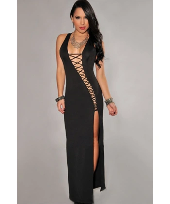 Beruflic B100839 Bağlamalı Seksi Uzun Elbise