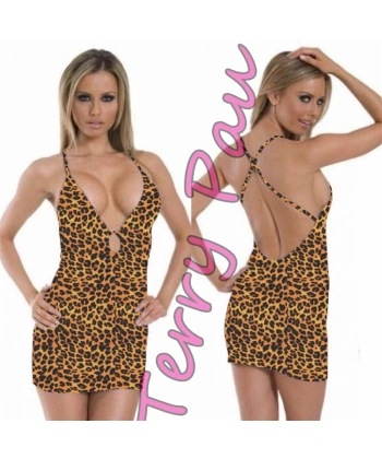 Beruflic B101149 Leopar Desenli Fantezi Mini Elbise