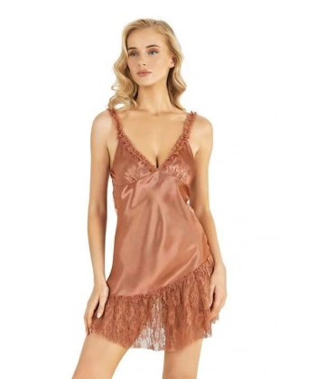 Beruflic Bakır Kısa Saten Gecelik 8238