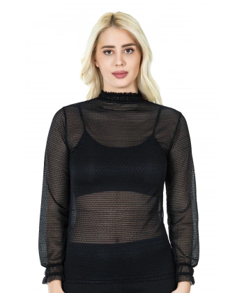 Beruflic Balıkçı Yaka File Transparan Detaylı Kadın Atlet 146